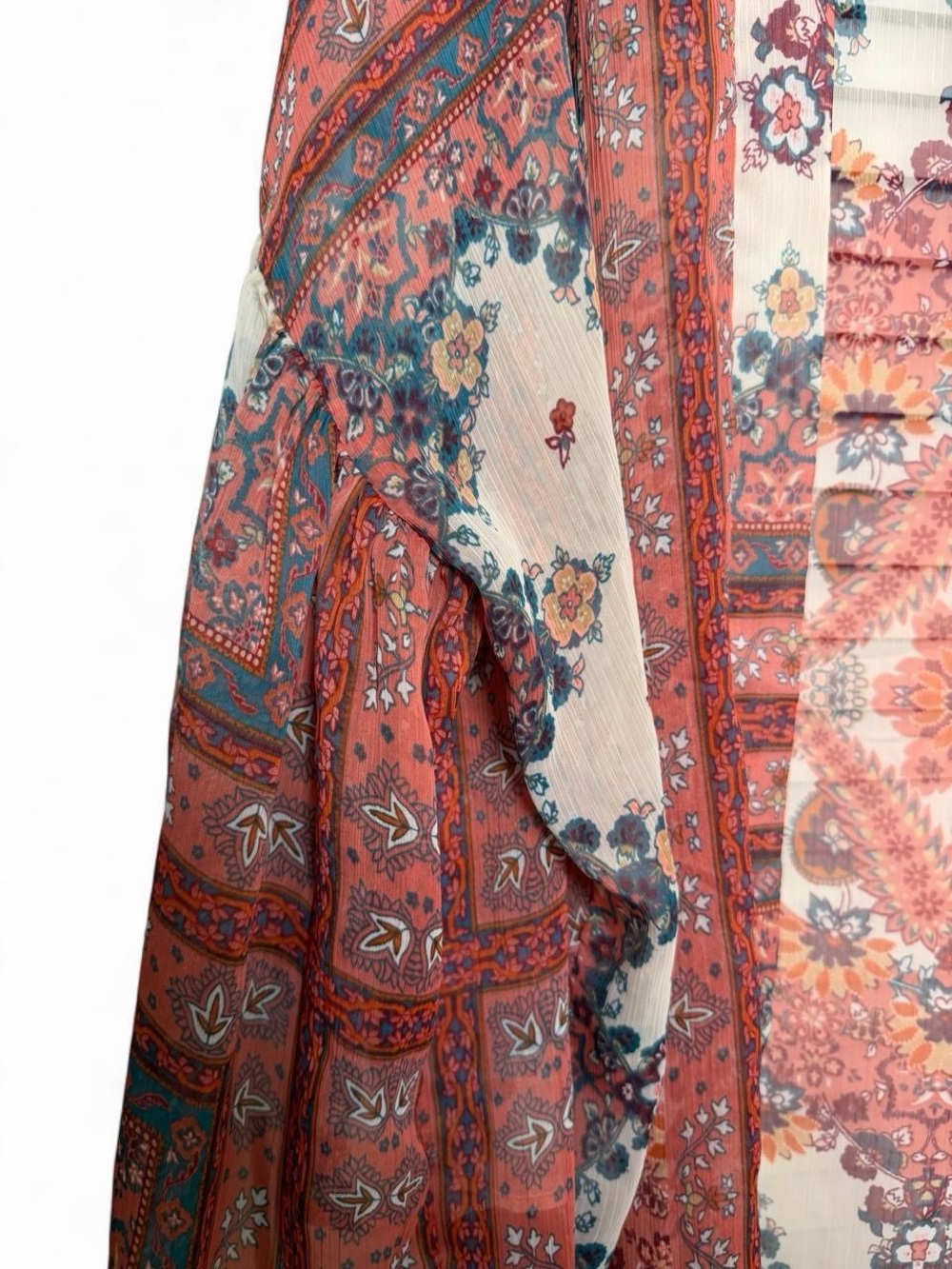 American Eagle Outfitters Rust and Cream Boho Floral Kimono - Picture 5 of 5